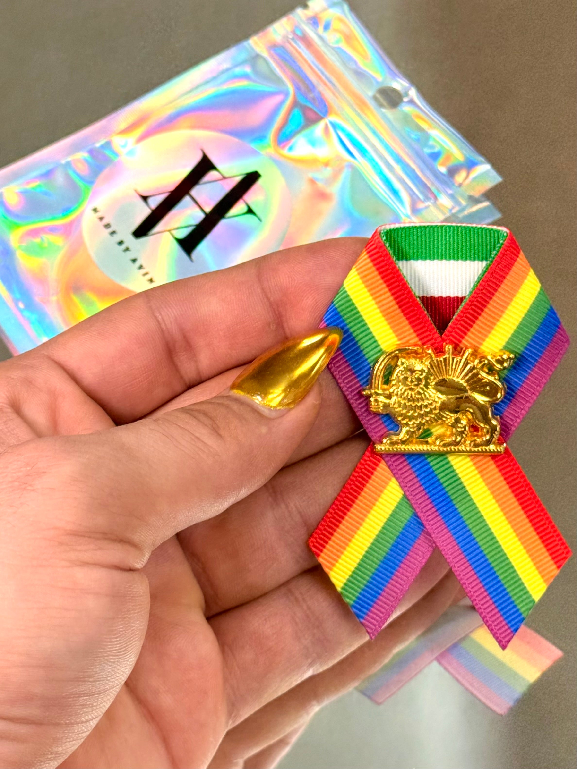 IRAN’s Rainbow(LGBTQ+)_Lion & Sun_ Revolution Pin _ MADE BY AVIN